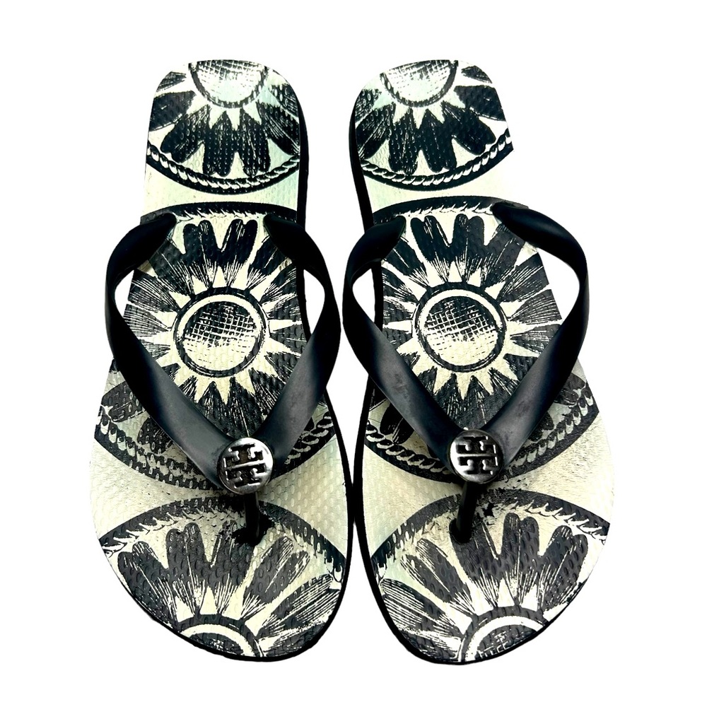 Tory Burch Blue and White Flip Flops